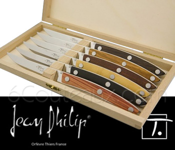 HIGH-TECH Jean-Philip Orfvre Le Thiers knives, Le Thiers Varied woods steak knives Box