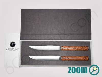 Set of 2 knives Thuya Burl Jean-Philip Goldsmith Steak knives Signature Thuya Burl french DESIGN flatware