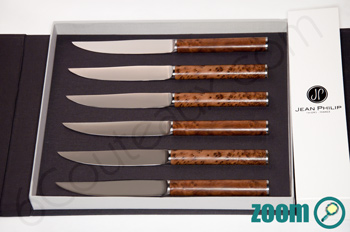 Set of 6 knives Thuya Burl Jean-Philip Goldsmith Steak knives Signature Thuya Burl french DESIGN flatware