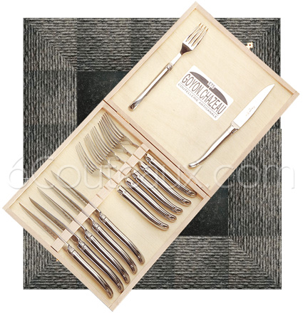 Couteaux Laguiole, Coffret 6 couteaux et 6 fourchettes Laguiole de table inox