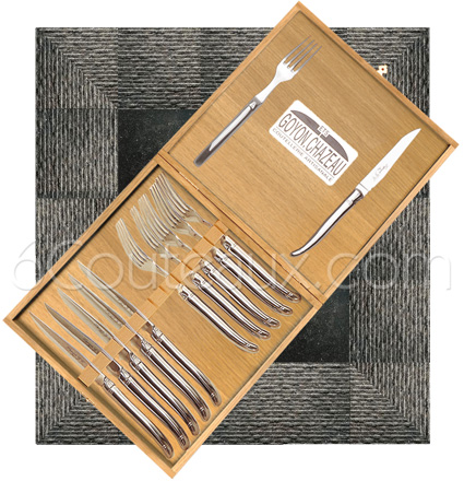 Box 12 PRESTIGE Laguiole table-cloth forged stainless steel, 6 knives and 6 forks Laguiole