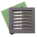 Box 6 Forge de Laguiole steak knives - BLOND tip horn handle designer : Philippe STARCK