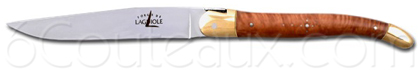 Forge de Laguiole knives, Box 6 precious wood handle steak knives, unalterable bright brass bolsters