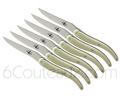 Gift box 6 Laguiole Steak knives GALBE - Forge de Laguiole - WHITE acrylic mineral handle  designer : C+B LEFEBVRE