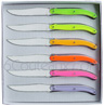 Coffret cadeau de 6 couteaux de table LAGUIOLE High-Tech Claude Dozorme acier inoxydable avec platines FLUO teintes panach�es 