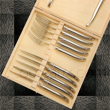 Laguiole knives, Box 6 steak knives and 6 forks Laguiole stainless steel