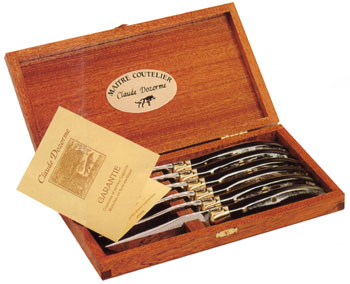 Couteaux Laguiole Claude Dozorme, Coffret 6 couteaux laguiole de table corne