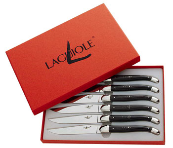Forge de Laguiole knives, Box 6 tip horn steak knives