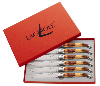 Forge de Laguiole knives, Box 6 juniper steak knives