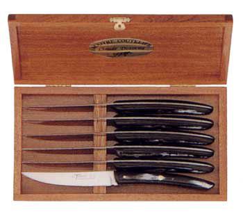  Claude Dozorme Le Thiers knives, Box 6 Le Thiers horn steak knives