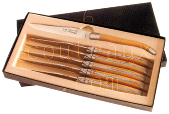 Au Sabot knives, Boxes Laguiole juniper wood handle steak knives
