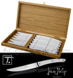 Coffret cadeau de 6 couteaux BRILLANTS � steak -LE THIERS 140- Jean-Philip Orf�vre  lame et platines acier inoxydable brillant  livr�s en coffret bois de ch�ne - Convient pour lave-vaisselle 