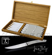 Gift box 6 -LE THIERS 140- steak knives Jean-Philip Goldsmith - bright blade and unburnished handle - full stainless steel  delivered in oak wooden box - suitable for dishwasher 