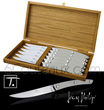 Coffret cadeau de 6 couteaux "CONTRASTE” � steak -LE THIERS 140- Jean-Philip Orf�vre  lame brillante et platines mat - tout acier inoxydable  livr�s en coffret bois de ch�ne - Convient pour lave-vaisselle 