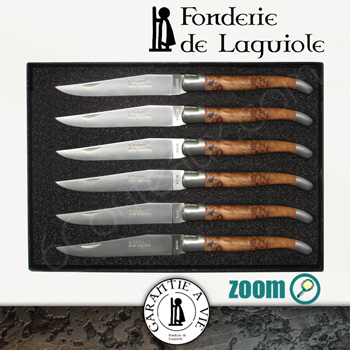 Fonderie de Laguiole, Coffret 6 couteaux laguiole manches Genevrier