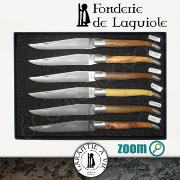 Fonderie de Laguiole, Coffret 6 couteaux laguiole manches bois prcieux