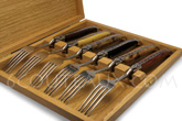 version BRILLANT: Coffret de 6 couteaux Laguiole Multi-bois - coutellerie Arto pour 6Couteaux.com