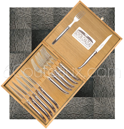 Coffret 12 couverts Laguiole PRESTIGE inox forg, 6 couteaux et 6 fourchettes Laguiole