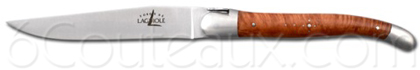Forge de Laguiole knives, Box 6 precious wood handle steak knives, satin stainless steel blade and bolsters