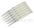 Coffret 6 couteaux Laguiole de table Forge de Laguiole manche acrylique min�ral BLANC  designer : Olivier GAGNERE