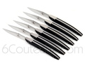 Gift box 6 Forge de Laguiole steak knives ZEN - BLACK acrylic glass handles  designer : ERIC RAFFY