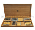 Forge de Laguiole: Cutlery Set of 24 Laguiole pieces - handles are made in JUNIPER WOOD - blade bolsters and plates in brushed stainless steel - with wooden gift box 