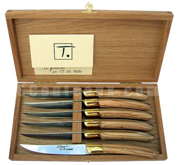 Au Sabot knives THIERS OLIVE wood handles