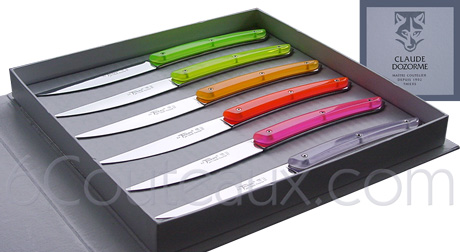 FLUO HIGH-TECH Claude Dozorme Le Thiers knives, Box 6 Le Thiers steak knives