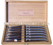 Box 6 forged PRESTIGE laguiole steak knives full stainless steel ACTIFORGE cutlery  suitable for dishwasher - stainless steel blade thickness: 2.5 mm delivered in Oak wooden box 