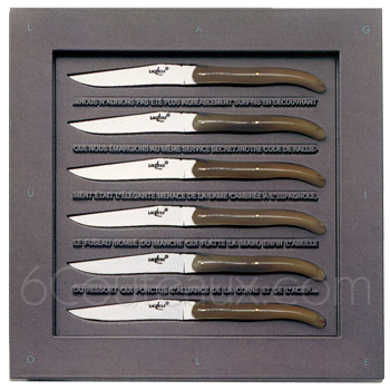 Forge de Laguiole knives, Box 6 tip horn steak knives Philippe STARCK 