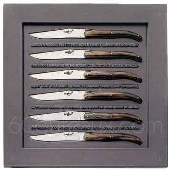 Forge de Laguiole knives, Box 6 tip horn steak knives Philippe STARCK 