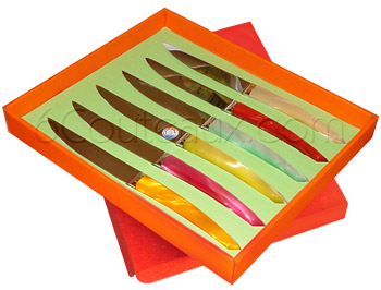 Couteaux Le Thiers, Coffret 6 couteaux Le Thiers manches acrylique