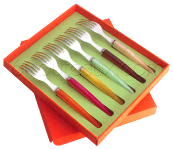 Le Thiers forks, Box 6 Le Thiers colored acrylic forks