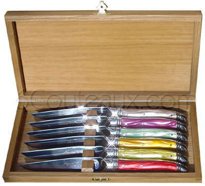 Couteaux Laguiole, Coffret 6 couteaux Laguiole manches acrylique