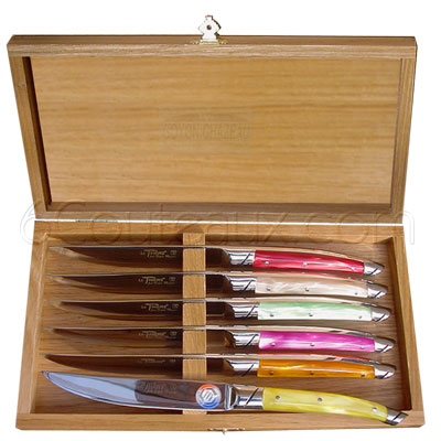 Couteaux Thiers, Coffret 6 couteaux Thiers manches acrylique