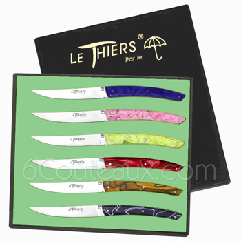 Couteaux Le THIERS, Coffrets 6 couteaux Thiers de table colors