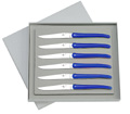 Coffret cadeau de 6 couteaux Forge de Laguiole manche BLEU fluo designer : Studio Design W. du cabinet Wilmotte et Associ�s