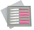 Coffret cadeau de 6 couteaux Forge de Laguiole manche FUSHIA fluo designer : Studio Design W. du cabinet Wilmotte et Associ�s