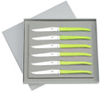 Coffret cadeau de 6 couteaux Forge de Laguiole manche JAUNE fluo designer : Studio Design W. du cabinet Wilmotte et Associ�s