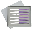 Coffret cadeau de 6 couteaux Forge de Laguiole manche MAUVE fluo designer : Studio Design W. du cabinet Wilmotte et Associ�s