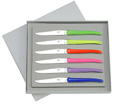 Coffret cadeau de 6 couteaux Forge de Laguiole manche MULTICOULEURS fluo designer : Studio Design W. du cabinet Wilmotte et Associ�s