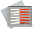 Coffret cadeau de 6 couteaux Forge de Laguiole manche ROUGE fluo designer : Studio Design W. du cabinet Wilmotte et Associ�s